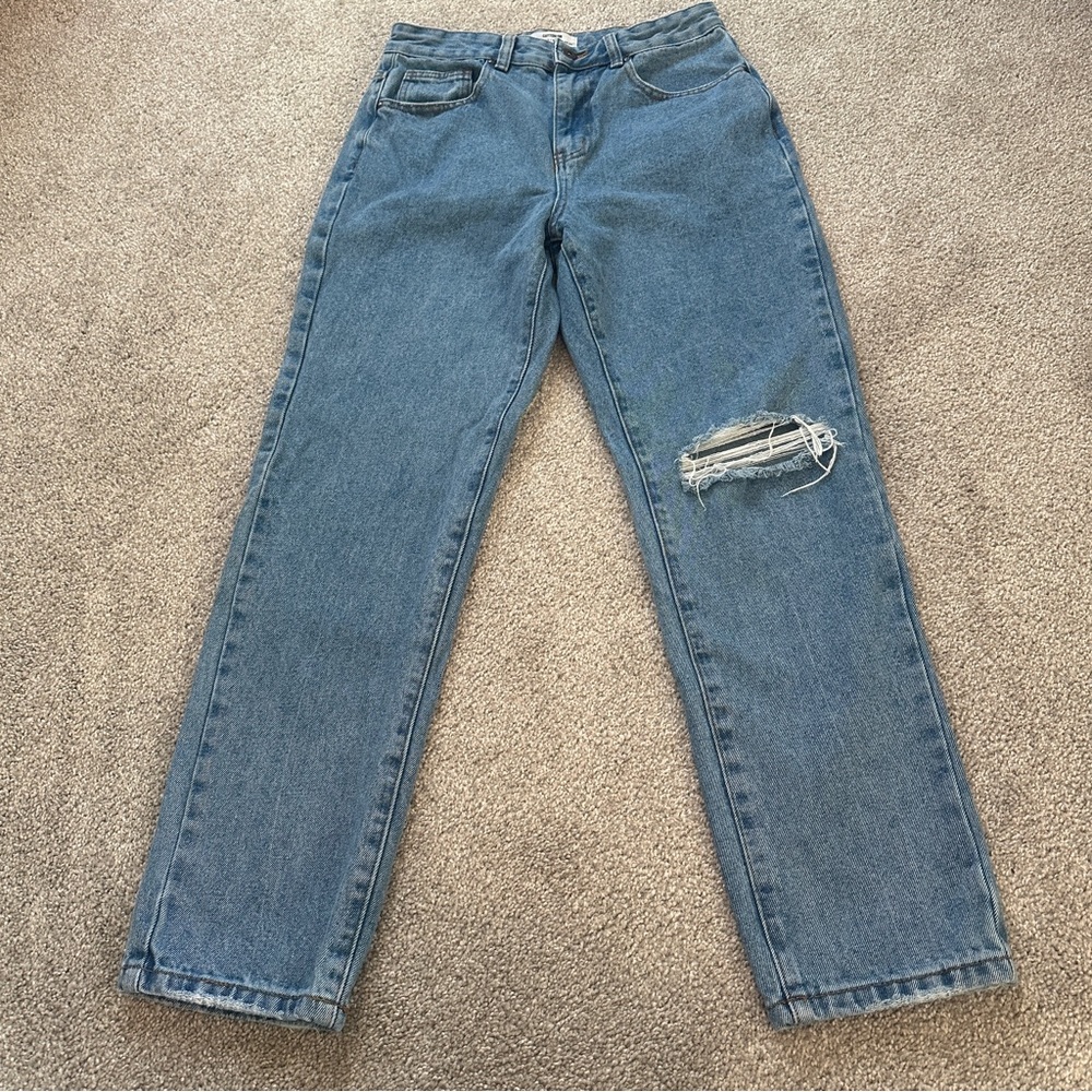 COTTON ON High Rise Mom Denim Jeans Destroyed Distressed Ripped Knee US Size 6